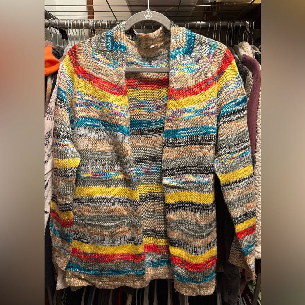 Striped Colorful Lightweight Cardigan Size Medium